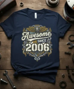 Awesome Since 2006 vintage birthday t-shirt with piston and wings graphic