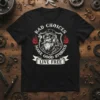 Black t-shirt with "Bad Choices Make Good Stories Live Free" text and a biker monkey graphic