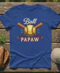 Ball Papaw baseball t-shirt with vintage design featuring crossed baseball bats and a baseball graphic