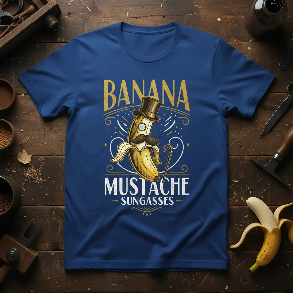 BANANA MUSTACHE SUNGASSES funny banana graphic tee with top hat and monocle