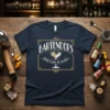 Navy t-shirt with white text "BARTENDERS Make it fun to swallow." above a martini glass graphic