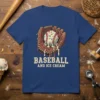 Baseball and ice cream graphic t-shirt featuring a baseball in a glove melting like ice cream with sprinkles