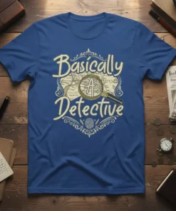 Basically Detective t-shirt design with vintage map and magnifying glass graphic