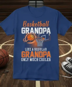 Basketball Grandpa Like A Regular Grandpa Only Much Cooler text design with basketball and hoop graphic