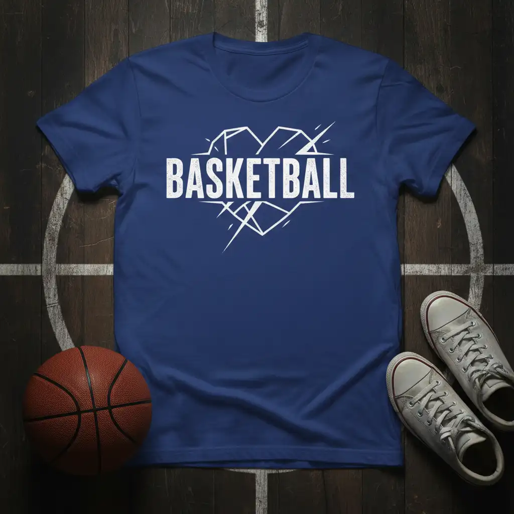 Basketball Heart Design creative illustration printed on quality cotton blend creating a standout t-shirt