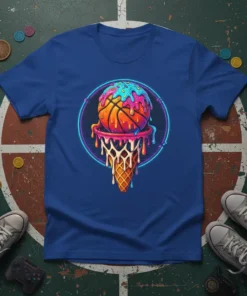 Basketball Ice Cream Cone unique graphic design printed on comfortable cotton t-shirt