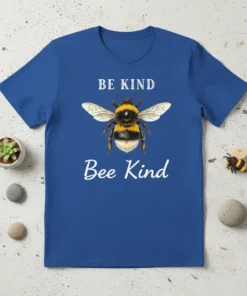 BE KIND Bee Kind t-shirt with a bumblebee graphic and white text