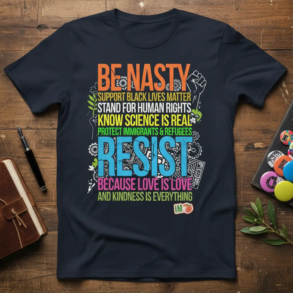 BE NASTY SUPPORT BLACK quote printed with stylish graphic on durable material t-shirt design