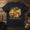 Beans Enthusiast T-Shirt featuring a retro design with a bowl and can of beans surrounded by flames
