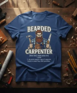 BEARDED CARPENTER [bieer-did] [kahr-puhn-ter] text design featuring bold typography on quality t-shirt