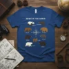 Bears of the World t-shirt design featuring illustrations of Panda, Spectacled, Panda, Brown, Grizzly, Sloth, Sun, Polar, and Black bears