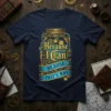 Steampunk "Because I Can BECAUSE THAT'S WHY" quote t-shirt featuring a jar filled with gears and clocks