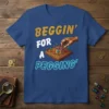 Beggin' For A Pegging' t-shirt design with a vintage mechanical hand playing a pegboard game with colorful pegs