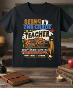 BEING A 2ND-GRADE TEACHER text design featuring bold typography on quality t-shirt