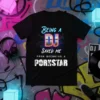 Being a DJ Saved Me From Becoming A Pornstar funny DJ quote t-shirt with bold metallic lettering