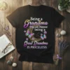 Being a Grandma is an honor being a Great Grandma IS PRICELESS text design with butterflies and moon graphic on