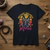 Belgian Malinois Mom T-Shirt with dog face graphic and sunset background
