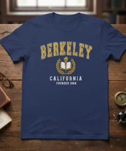 Berkeley California Founded 1868 vintage collegiate t-shirt design with torch and book emblem