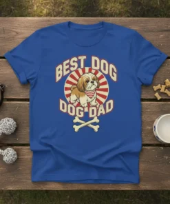 Best Dog Dog Dad t-shirt with a Shih Tzu graphic and crossed bones, vintage style text