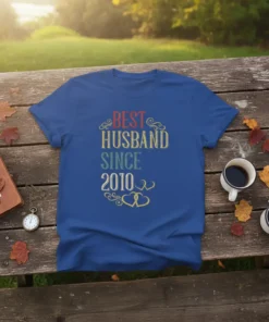 Best Husband Since 2010 text in vintage style, with two intertwined hearts graphic