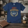 Best Husband Since 2017 T-Shirt with vintage laurel wreath design