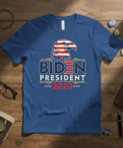 BIDEN PRESIDENT 2020 t-shirt with an eagle graphic and red, white, and blue stripes