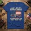 Political t-shirt with American flag graphic, rifle, and text "Biden's Greatest Accomplishment We the People Is Showing People How Great