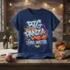 BIG PANZA LIVES MATTER graffiti t-shirt design with bold lettering and colorful spray paint splatters