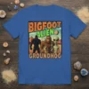 Bigfoot Alien & Groundhog retro graphic t-shirt design featuring three characters with vintage style text