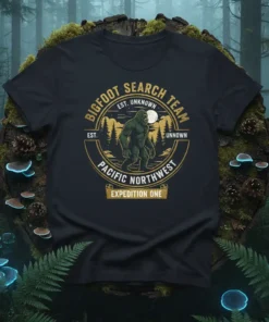 BIGFOOT SEARCH TEAM EST. text design featuring bold typography on quality t-shirt