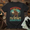 Bigfoot Uncle Like A Regular Dad But Way More Squatchy text with Bigfoot graphic on a black t-shirt