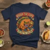 Bigger the Fupa Tastier the Chalupa funny taco graphic tee with fiery details and monstrous taco character
