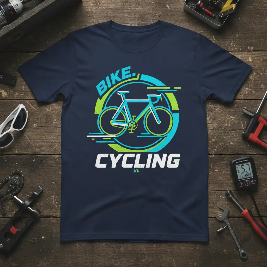 BIKE CYCLING text and bicycle graphic, dynamic design for cycling lovers