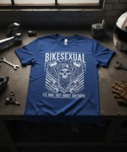 BIKESEAXUAL I'LL RIDE JUST ABOUT ANYTHING unique graphic design printed on comfortable cotton t-shirt