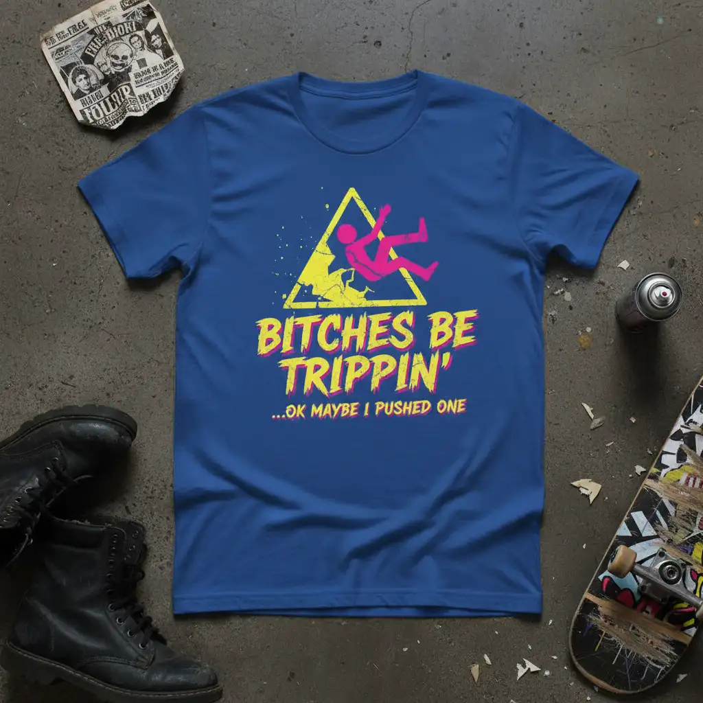 Bitches Be Trippin' ...Ok quote printed with unique artwork on comfortable cotton fabric t-shirt design