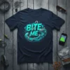 Bite Me t-shirt design with a fish, hook, and waves, perfect for fishing gift