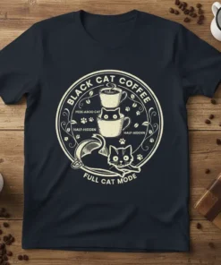 BLACK CAT COFFEE PEEK-ABOO text design featuring creative typography on quality t-shirt