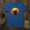 Black Cat Crystal Sunset eye-catching graphic design printed on comfortable cotton t-shirt