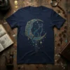 Black Cat Moon stylish graphic design printed on comfortable cotton t-shirt