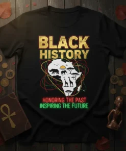 BLACK HISTORY HONORING THE text design featuring detailed typography on quality t-shirt