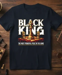 Black King chess piece graphic with knights on a chessboard, featuring text "The Most Powerful Piece In The Game" on