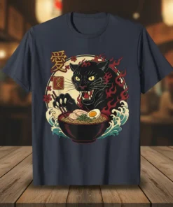 Black Panther Ramen Love eye-catching graphic design printed on comfortable cotton t-shirt