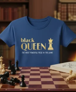 black QUEEN THE MOST text design featuring eye-catching typography on quality t-shirt