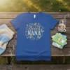 Blessed Nana t-shirt design with golden butterflies and floral wreath, perfect gift for grandmothers