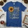 Blessed to be called Mom & Memaw t-shirt with a sunflower graphic and golden hearts