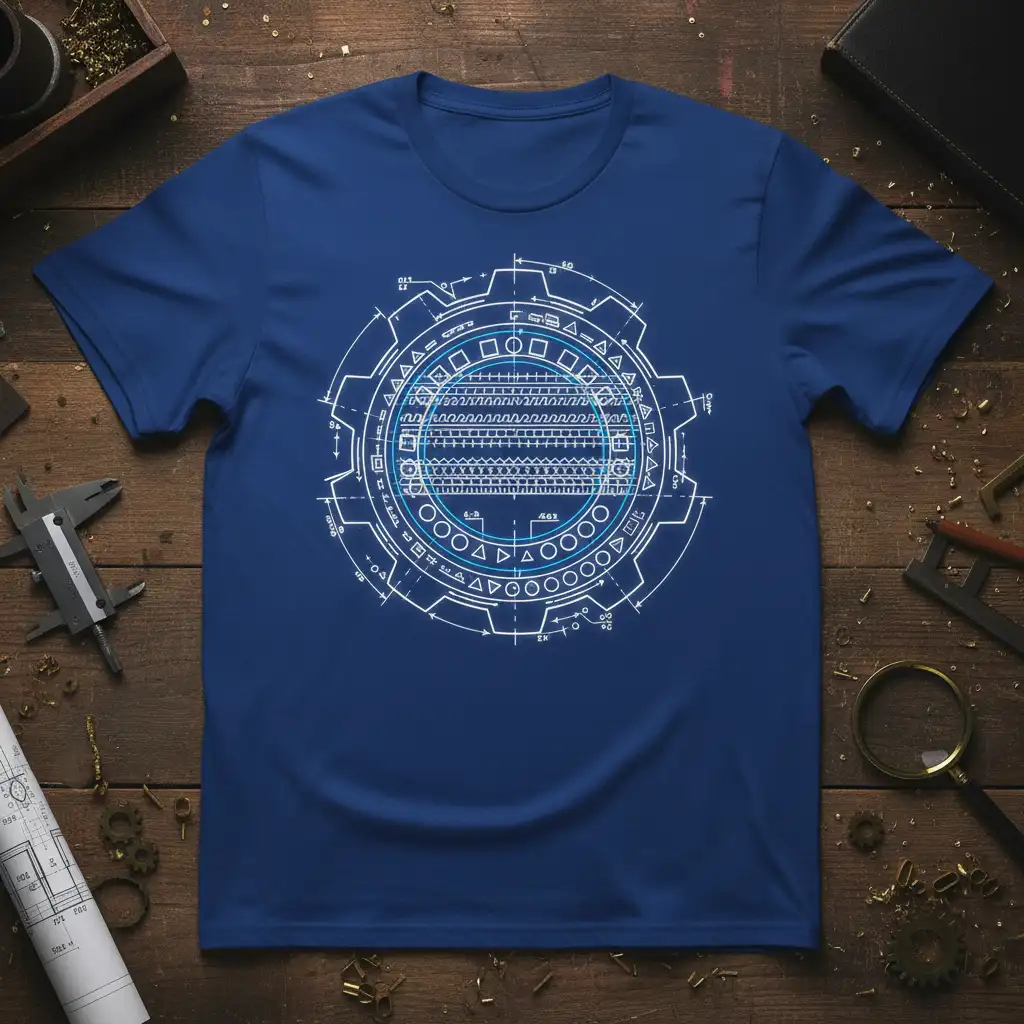 Blueprint Gear Graphic unique artwork printed on comfortable cotton fabric creating a standout t-shirt
