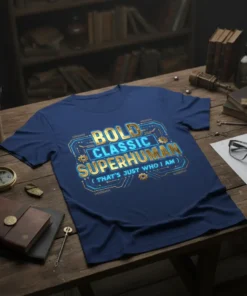 BOLD CLASSIC SUPERHUMAN (THAT'S text design featuring bold typography on quality t-shirt