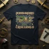 Bombardiro Crocodilo t-shirt design featuring a cartoon crocodile as a pilot in a bomber plane with a bomb dropping