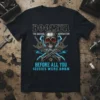 Boomer The Badass Generation skull graphic t-shirt with lightning and rock hands