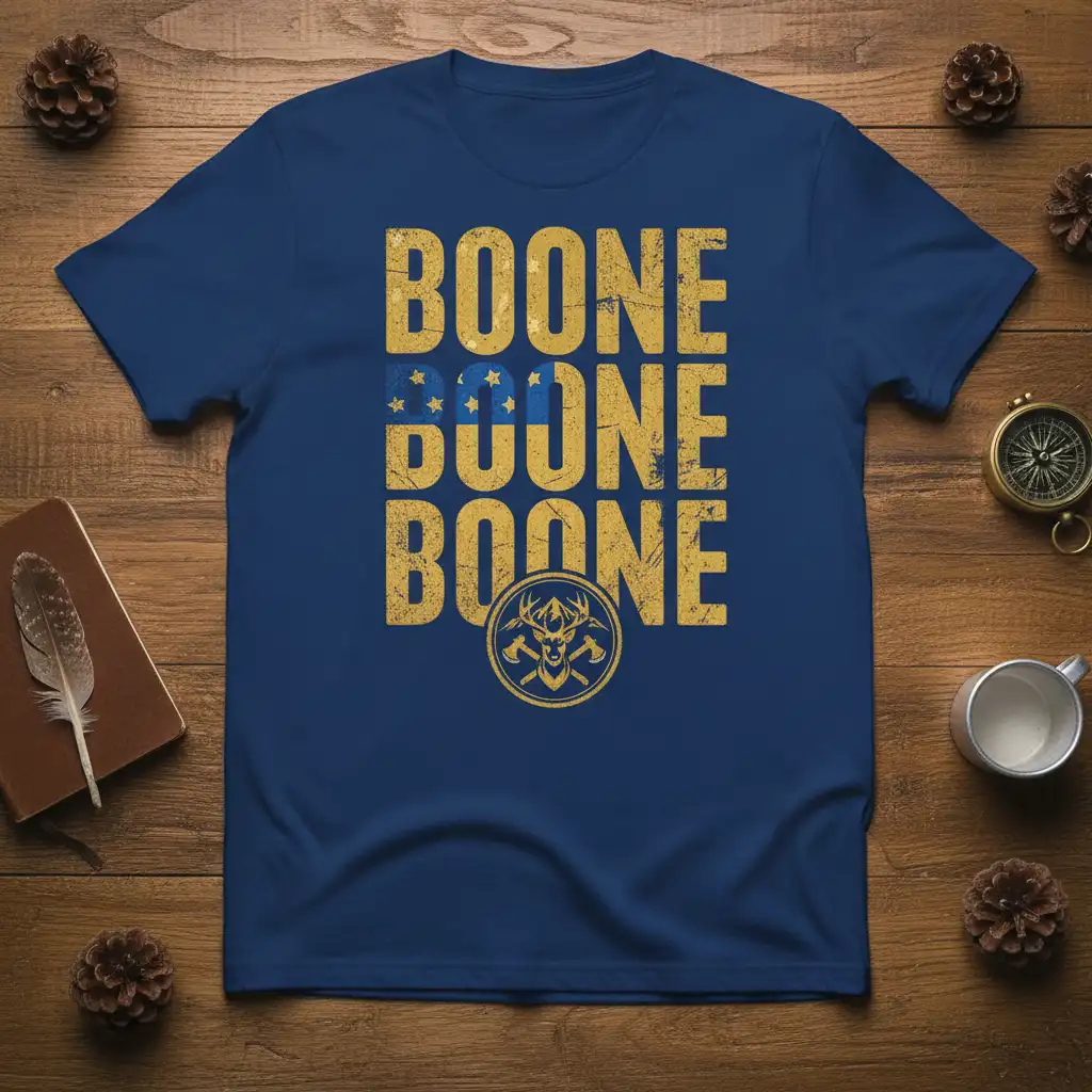 BOONE BOONE BOONE eye-catching design printed on durable material creating a standout t-shirt